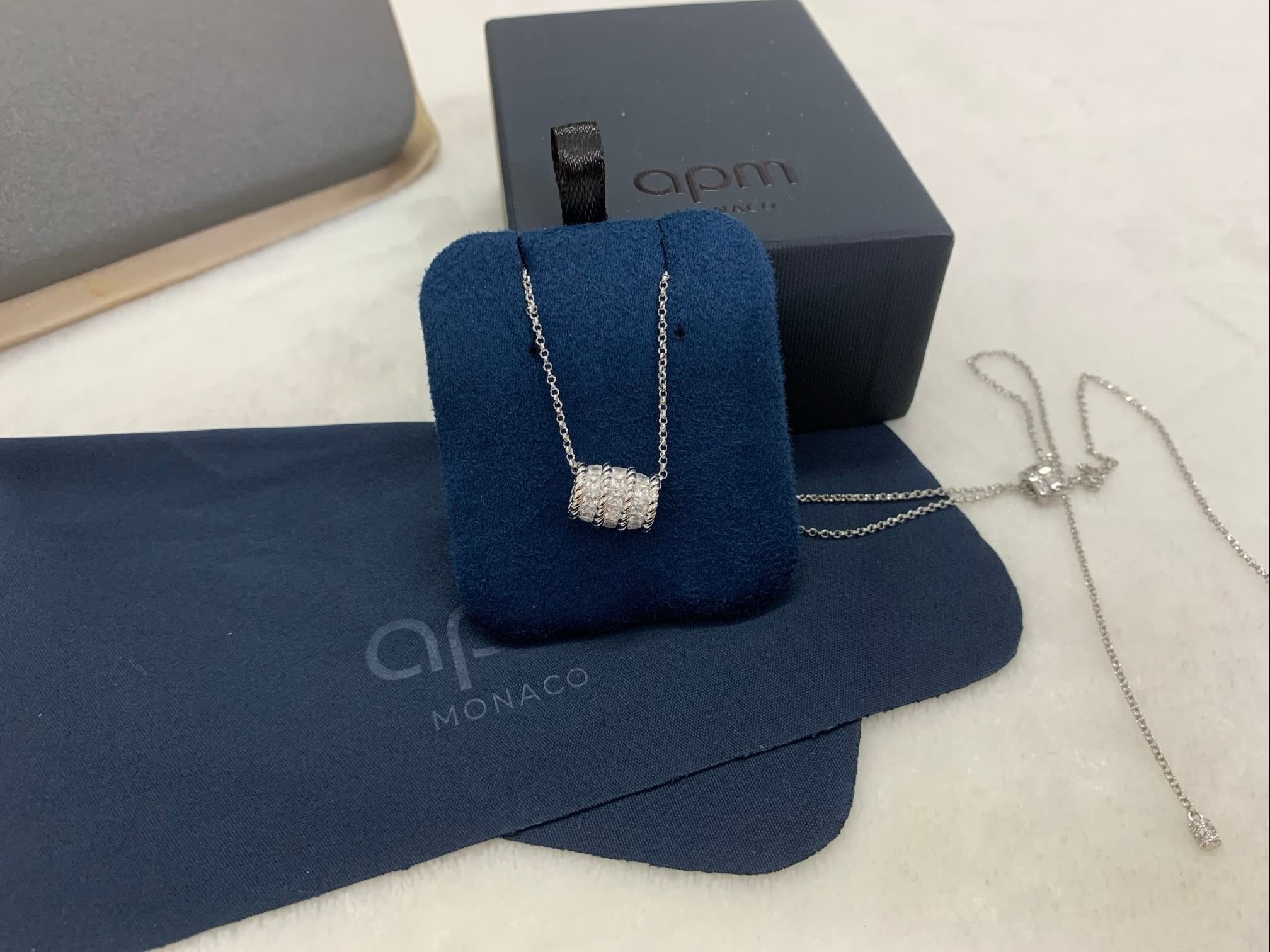 APM Monaco Silver Raw Diamond Necklace
